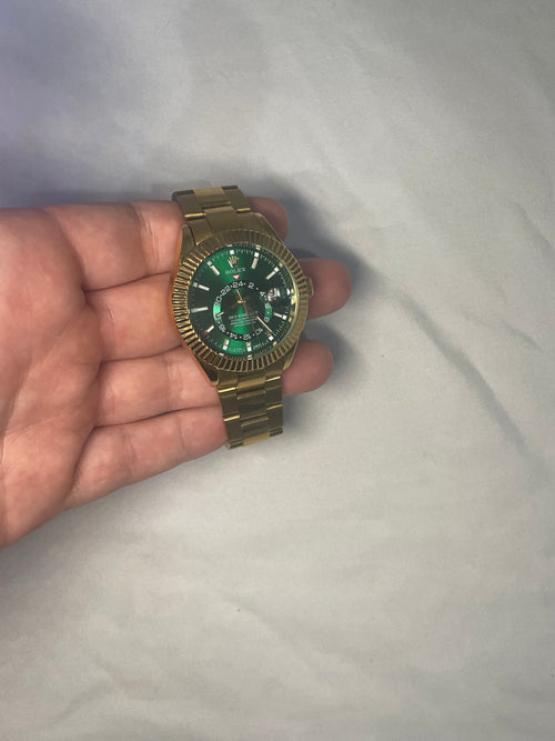 Rolex Sky-Dweller 326934 Green Dial Gold Plated 42mm – Great Condition, 2024 Model No Box